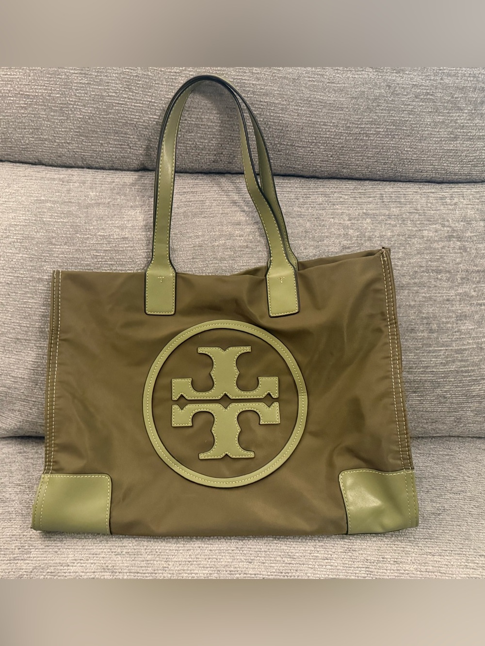 Tory Burch Two-Tone Olive Tote